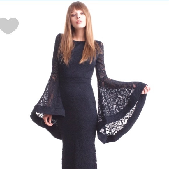 trumpet sleeve maxi dress